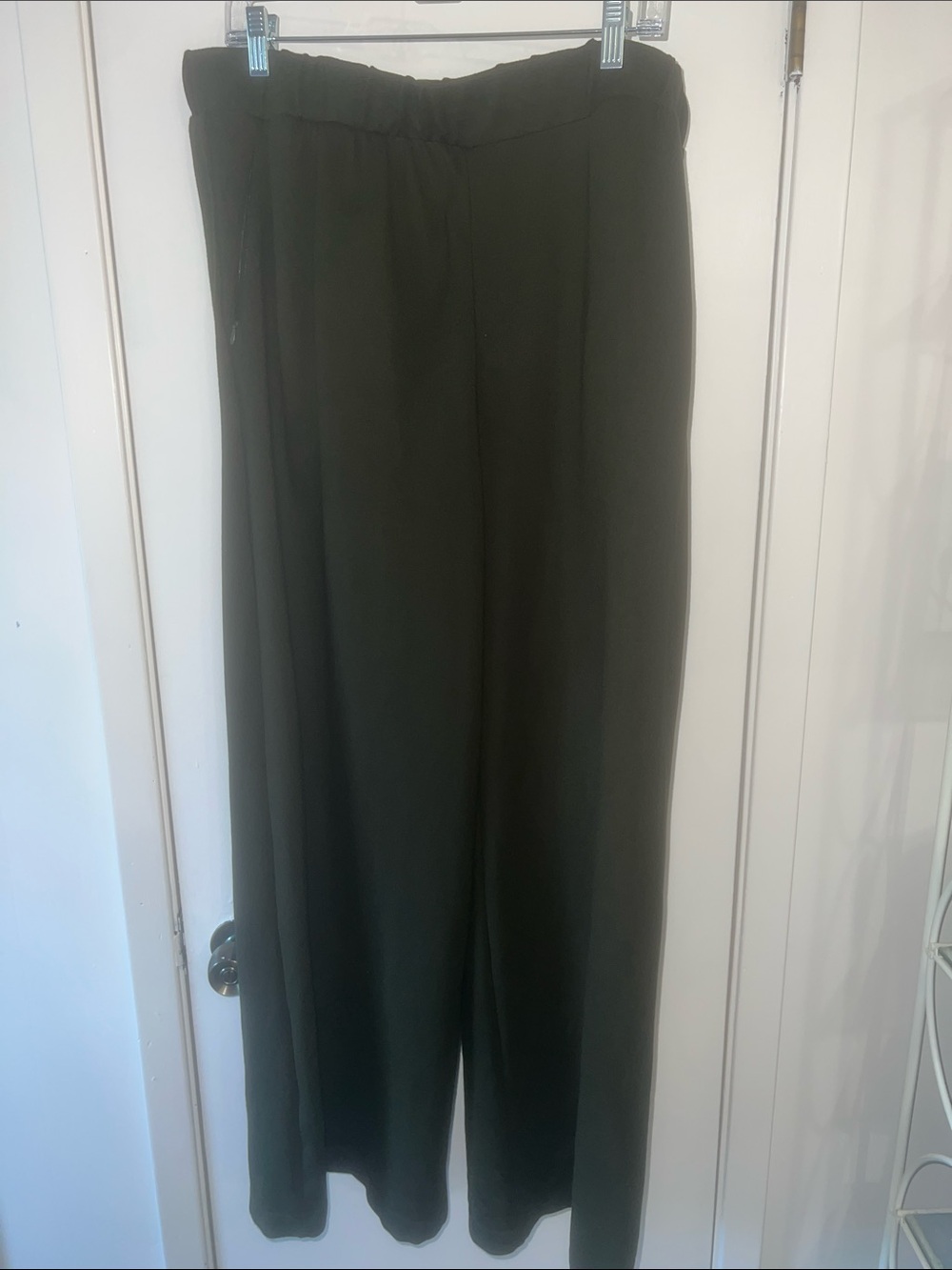 High-Waist Olive Green Wide Leg Pants